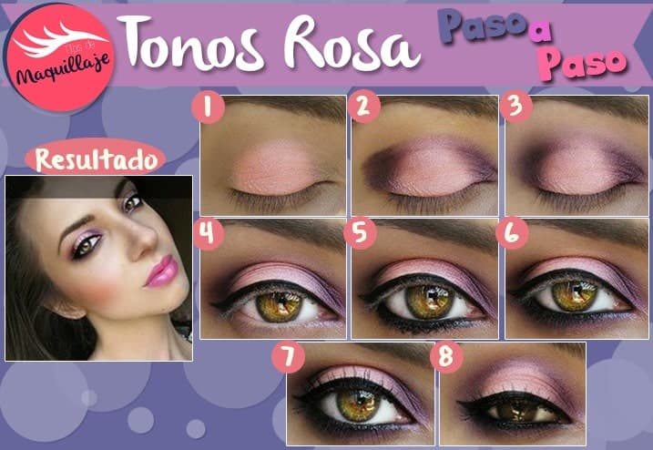 Tutorial de maquillaje paso a paso rosa para ojos