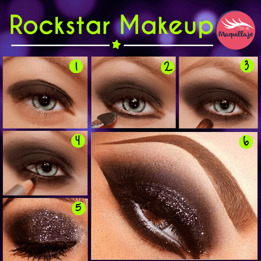 Maquillaje de ojos “Rockstar” con negro y purpurina